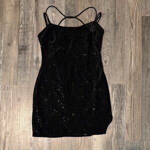 City Triangles Black Sequin Mini Dress